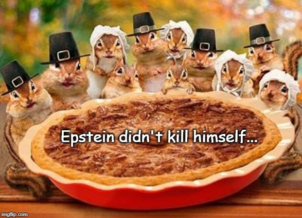 Thanksgiving... | Epstein didn't kill himself... | image tagged in squirrel family,jeffrey epstein,suicide | made w/ Imgflip meme maker