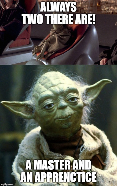ALWAYS TWO THERE ARE! A MASTER AND AN APPRENCTICE | image tagged in memes,star wars yoda,yaddle | made w/ Imgflip meme maker