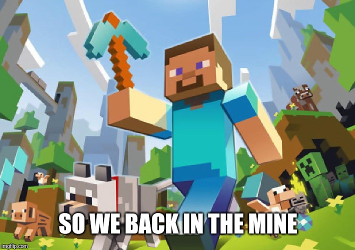 Minecraft  | SO WE BACK IN THE MINE | image tagged in minecraft | made w/ Imgflip meme maker