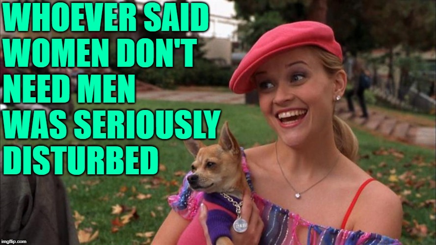Boy-Crazy Blonde | WHOEVER SAID
WOMEN DON'T
NEED MEN
WAS SERIOUSLY
DISTURBED | image tagged in elle woods,female logic,strong women,so true memes,movie quotes,life lessons | made w/ Imgflip meme maker