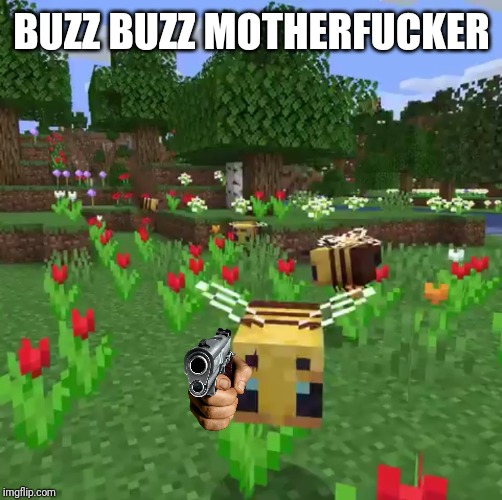 Minecraft bees | BUZZ BUZZ MOTHERF**KER | image tagged in minecraft bees | made w/ Imgflip meme maker