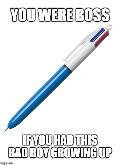 Multicolor Pen | YOU WERE BOSS; IF YOU HAD THIS BAD BOY GROWING UP | image tagged in retro,color,pen | made w/ Imgflip meme maker