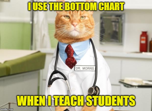 Cat Doctor | I USE THE BOTTOM CHART WHEN I TEACH STUDENTS | image tagged in cat doctor | made w/ Imgflip meme maker