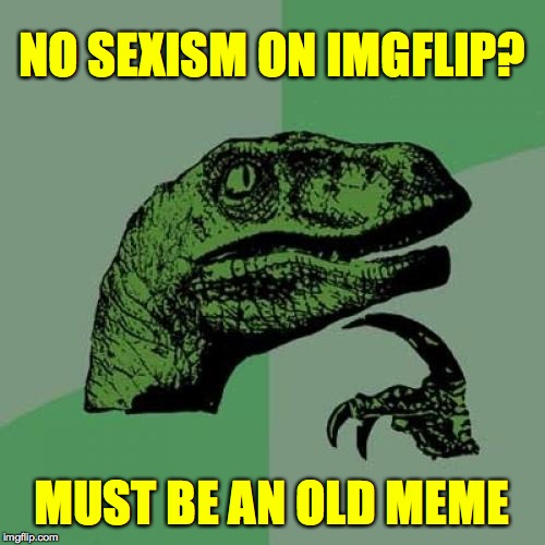 Philosoraptor Meme | NO SEXISM ON IMGFLIP? MUST BE AN OLD MEME | image tagged in memes,philosoraptor | made w/ Imgflip meme maker