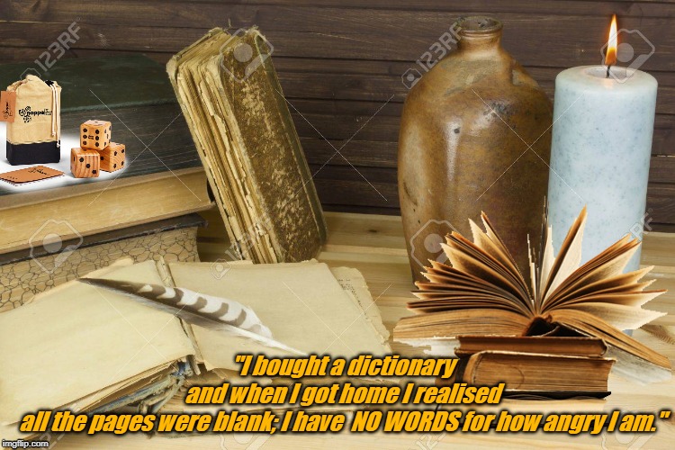 dictionary | "I bought a dictionary and when I got home I realised all the pages were blank; I have  NO WORDS for how angry I am." | image tagged in dictionary | made w/ Imgflip meme maker