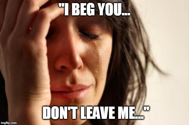 First World Problems | "I BEG YOU... DON'T LEAVE ME..." | image tagged in memes,first world problems | made w/ Imgflip meme maker