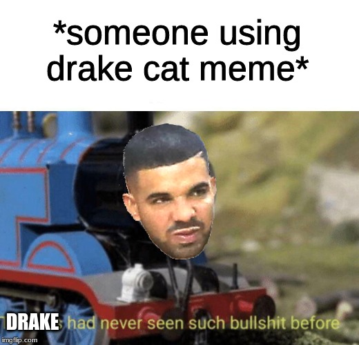 Thomas had never seen such bullshit before | *someone using drake cat meme* DRAKE | image tagged in thomas had never seen such bullshit before | made w/ Imgflip meme maker