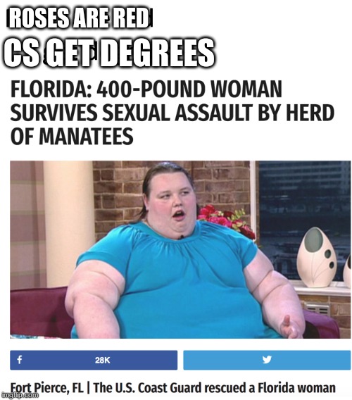 WHOAH | ROSES ARE RED; CS GET DEGREES | image tagged in unicorn man | made w/ Imgflip meme maker