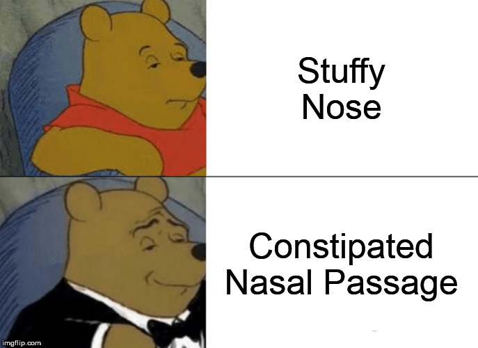 Tuxedo Winnie The Pooh | Stuffy Nose; Constipated Nasal Passage | image tagged in memes,tuxedo winnie the pooh,nasal,stuffy nose | made w/ Imgflip meme maker