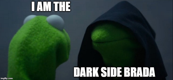 Evil Kermit | I AM THE; DARK SIDE BRADA | image tagged in memes,evil kermit | made w/ Imgflip meme maker