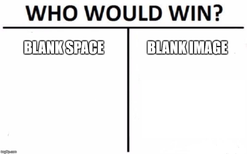 Who Would Win? Meme | BLANK SPACE; BLANK IMAGE | image tagged in memes,who would win | made w/ Imgflip meme maker