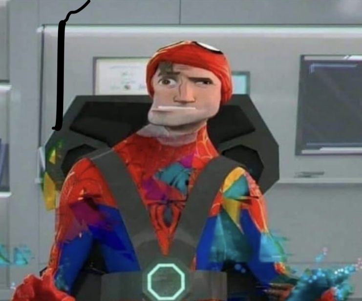 High Quality Spiderman Spider Verse Glitchy Peter Blank Meme Template