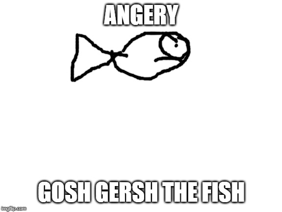 Blank White Template | ANGERY; GOSH GERSH THE FISH | image tagged in blank white template | made w/ Imgflip meme maker