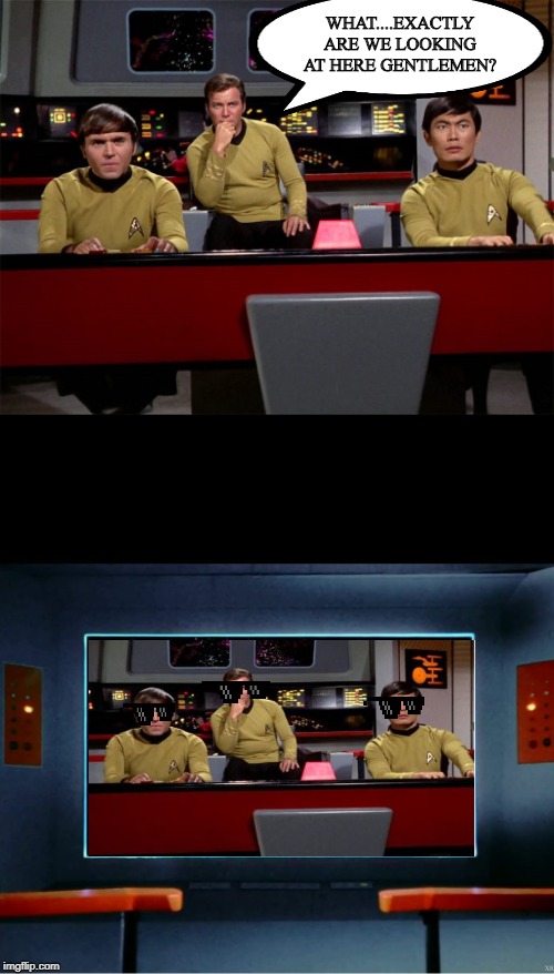 Future's So Bright? | WHAT....EXACTLY ARE WE LOOKING AT HERE GENTLEMEN? | image tagged in star trek on screen | made w/ Imgflip meme maker