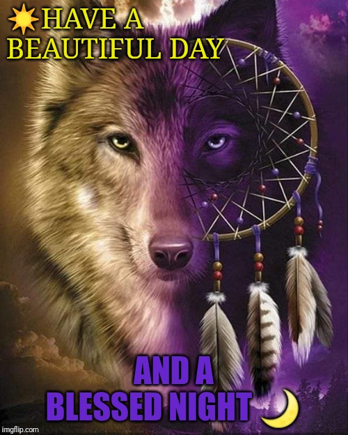 Day Night Wolf | ☀HAVE A BEAUTIFUL DAY; AND A BLESSED NIGHT 🌙 | image tagged in day night wolf | made w/ Imgflip meme maker