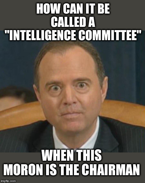 Adam “Shifty” Schiff | HOW CAN IT BE CALLED A "INTELLIGENCE COMMITTEE"; WHEN THIS MORON IS THE CHAIRMAN | image tagged in adam shifty schiff,intelligence committee,political meme,government corruption | made w/ Imgflip meme maker