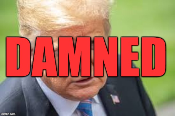 DAMNED | DAMNED | image tagged in trump,impeachment,evidence,damned,guilty,corruption | made w/ Imgflip meme maker