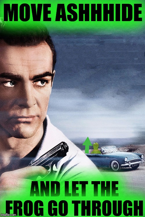 Connery vs Kermit | MOVE ASHHHIDE AND LET THE FROG GO THROUGH | image tagged in connery vs kermit | made w/ Imgflip meme maker