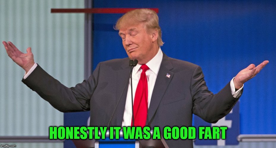 trump shrugging shoulders | HONESTLY IT WAS A GOOD FART | image tagged in trump shrugging shoulders | made w/ Imgflip meme maker