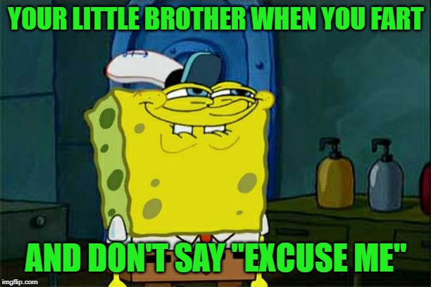 Don't You Squidward Meme | YOUR LITTLE BROTHER WHEN YOU FART; AND DON'T SAY "EXCUSE ME" | image tagged in memes,dont you squidward | made w/ Imgflip meme maker