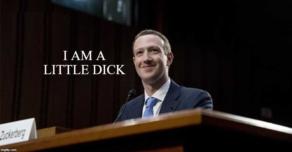 I AM A LITTLE DICK | image tagged in facebook,zuckerberg,mark zuckerberg,corporatization | made w/ Imgflip meme maker