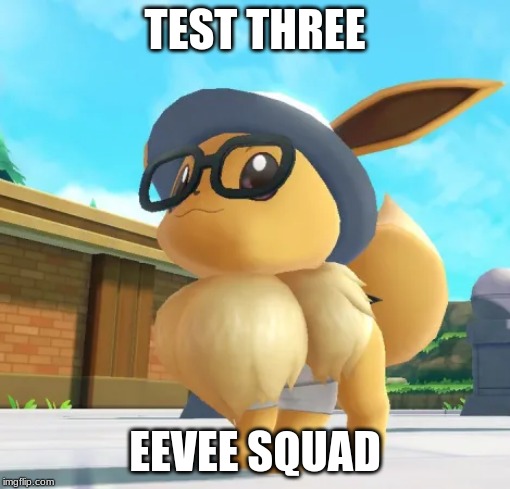 test 2 (ignore the image) | TEST THREE; EEVEE SQUAD | image tagged in eevee | made w/ Imgflip meme maker