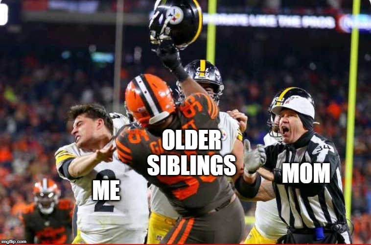 image tagged in funny,football,nfl memes,siblings,childhood,parenting | made w/ Imgflip meme maker