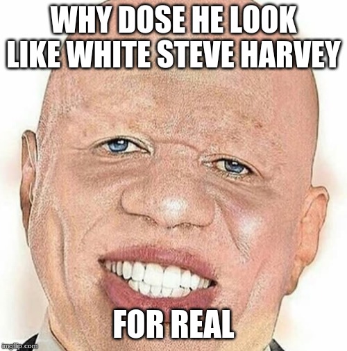 why | WHY DOSE HE LOOK LIKE WHITE STEVE HARVEY; FOR REAL | image tagged in steve harvey | made w/ Imgflip meme maker