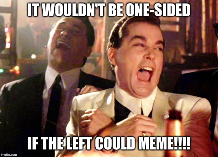 Good Fellas Hilarious Meme | IT WOULDN'T BE ONE-SIDED IF THE LEFT COULD MEME!!!! | image tagged in memes,good fellas hilarious | made w/ Imgflip meme maker