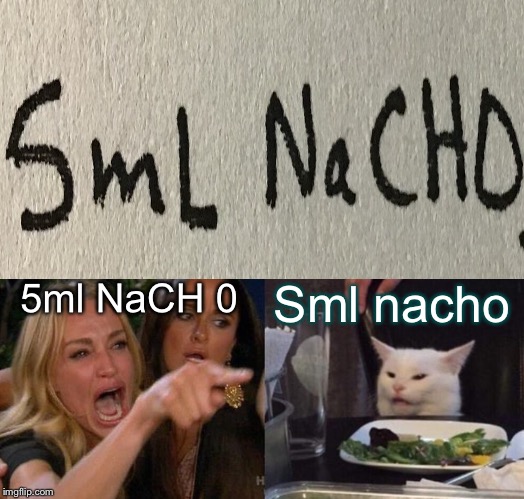 Small nacho | Sml nacho; 5ml NaCH 0 | image tagged in lol | made w/ Imgflip meme maker