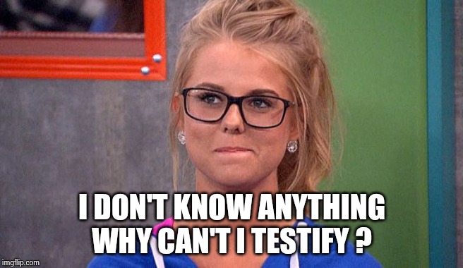 Nicole 's thinking | I DON'T KNOW ANYTHING
WHY CAN'T I TESTIFY ? | image tagged in nicole 's thinking | made w/ Imgflip meme maker