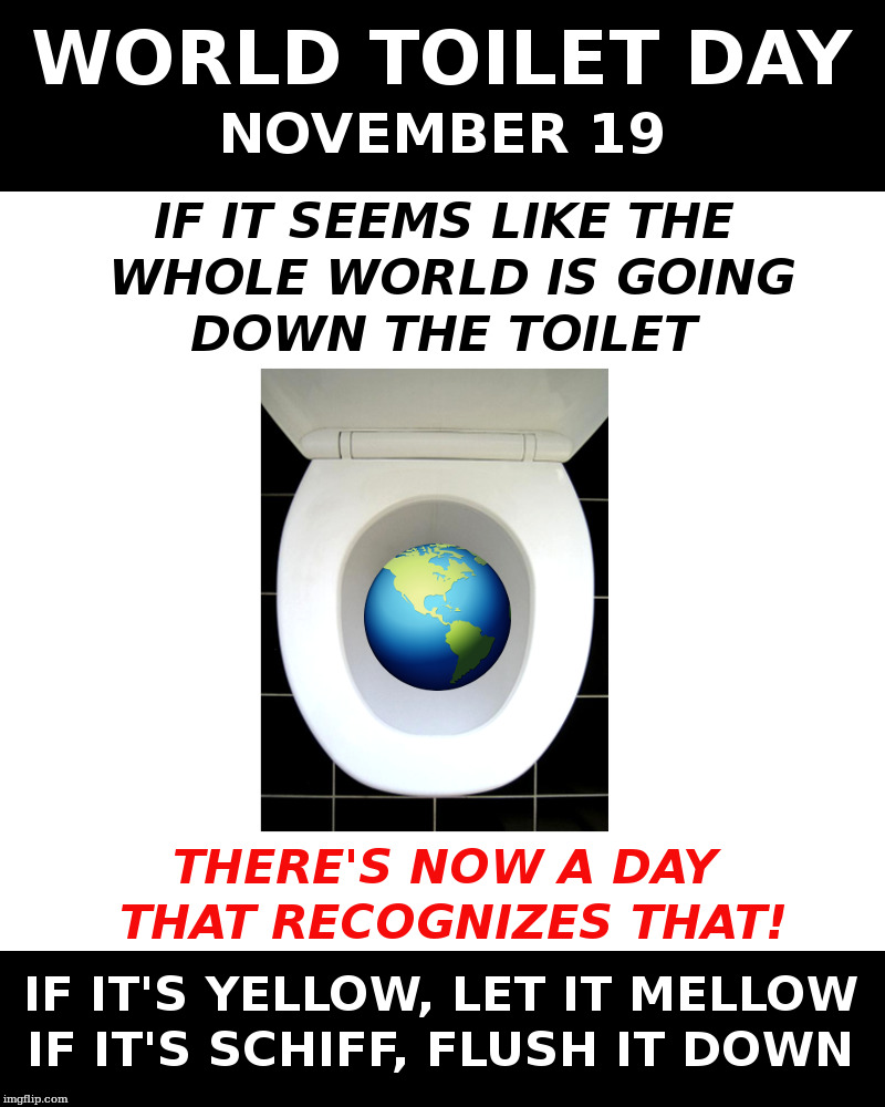 World Toilet Day - November 19 | image tagged in adam schiff,world,toilet,day,yellow,brown | made w/ Imgflip meme maker