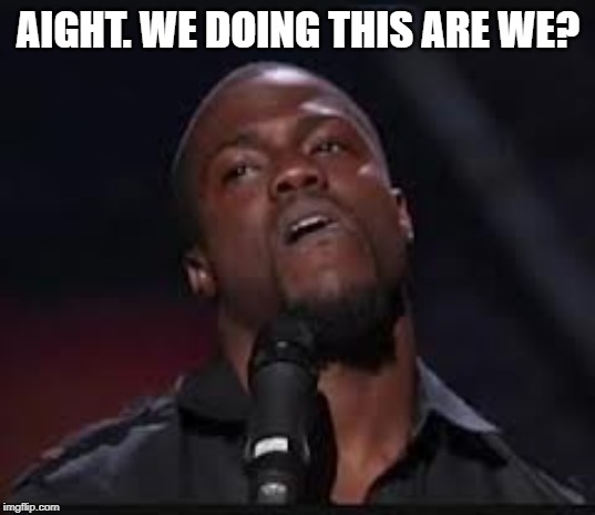 Kevin Hart | AIGHT. WE DOING THIS ARE WE? | image tagged in kevin hart | made w/ Imgflip meme maker