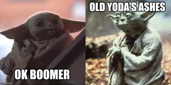 Ok boomer | OLD YODA'S ASHES; OK BOOMER | image tagged in funny | made w/ Imgflip meme maker