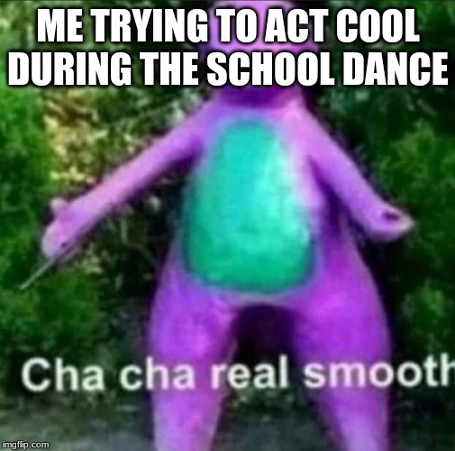 Cha Cha Real Smooth | ME TRYING TO ACT COOL DURING THE SCHOOL DANCE | image tagged in cha cha real smooth | made w/ Imgflip meme maker