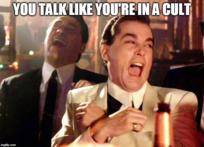 Good Fellas Hilarious Meme | YOU TALK LIKE YOU'RE IN A CULT | image tagged in memes,good fellas hilarious | made w/ Imgflip meme maker