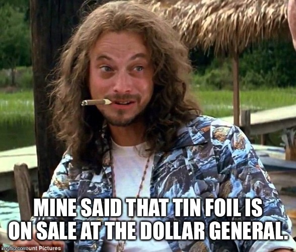 Lt dan | MINE SAID THAT TIN FOIL IS ON SALE AT THE DOLLAR GENERAL. | image tagged in lt dan | made w/ Imgflip meme maker