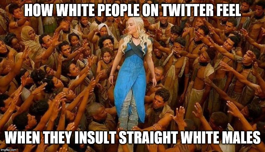 SJW savior of POC | HOW WHITE PEOPLE ON TWITTER FEEL; WHEN THEY INSULT STRAIGHT WHITE MALES | image tagged in sjw savior of poc | made w/ Imgflip meme maker