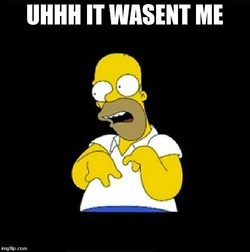Homer Simpson Retarded | UHHH IT WASENT ME | image tagged in homer simpson retarded | made w/ Imgflip meme maker