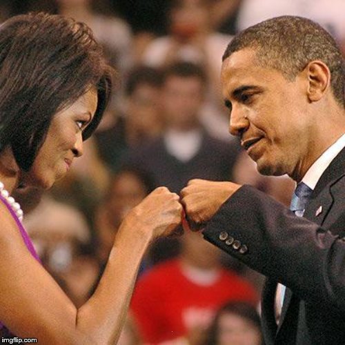 Michelle and Barak Obama fist bump | . | image tagged in michelle and barak obama fist bump | made w/ Imgflip meme maker