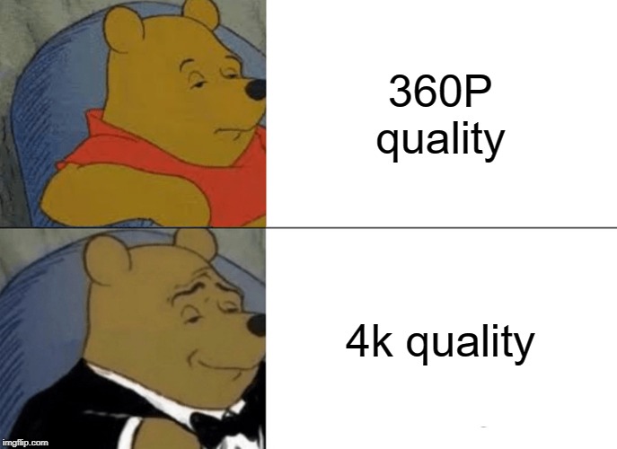 Tuxedo Winnie The Pooh Meme | 360P quality; 4k quality | image tagged in memes,tuxedo winnie the pooh | made w/ Imgflip meme maker