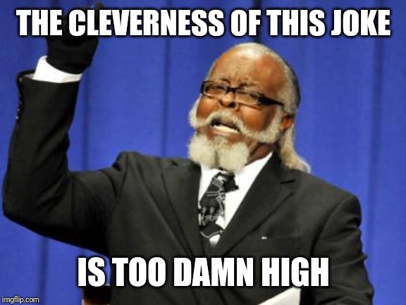 Too Damn High Meme | THE CLEVERNESS OF THIS JOKE IS TOO DAMN HIGH | image tagged in memes,too damn high | made w/ Imgflip meme maker