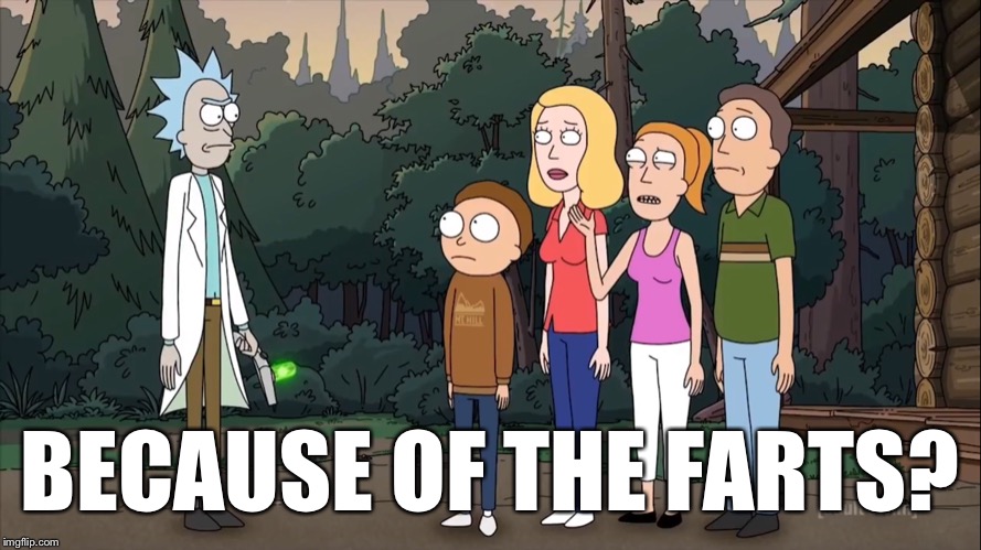 Because of the farts? Summer (Rick and Morty) | BECAUSE OF THE FARTS? | image tagged in because of the farts summer rick and morty | made w/ Imgflip meme maker