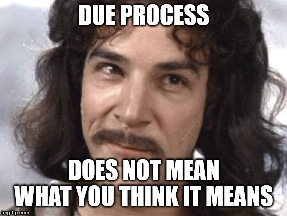 I Do Not Think That Means What You Think It Means | DUE PROCESS; DOES NOT MEAN WHAT YOU THINK IT MEANS | image tagged in i do not think that means what you think it means | made w/ Imgflip meme maker