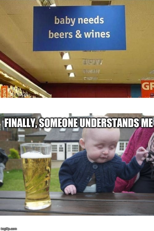 FINALLY, SOMEONE UNDERSTANDS ME | image tagged in memes,drunk baby | made w/ Imgflip meme maker