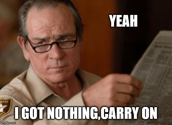Tommy Lee Jones | YEAH I GOT NOTHING,CARRY ON | image tagged in tommy lee jones | made w/ Imgflip meme maker