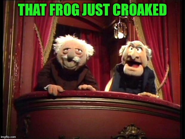 Statler and Waldorf | THAT FROG JUST CROAKED | image tagged in statler and waldorf | made w/ Imgflip meme maker