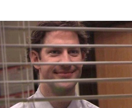 Jim peeking through blinds Blank Meme Template