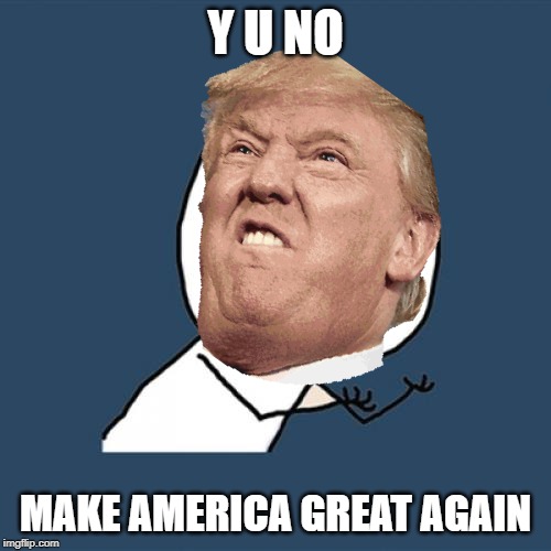 Y U NO; MAKE AMERICA GREAT AGAIN | image tagged in make america great again | made w/ Imgflip meme maker