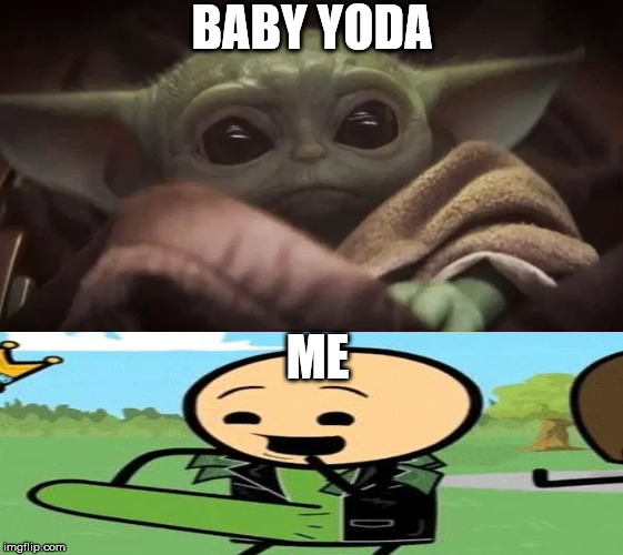 BABY YODA; ME | image tagged in baby yoda,funny,erection,wtf,star wars,star wars yoda | made w/ Imgflip meme maker